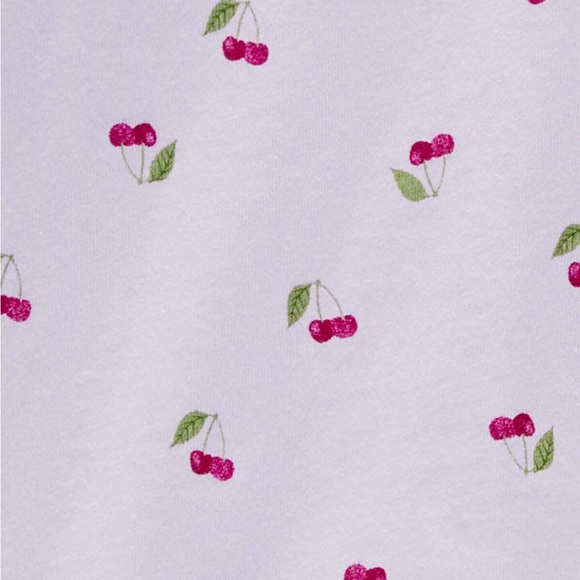 Carter's UGC Girls Sz Large Purple Cherry Print Long Sleeve Tee Red Green Poplin - Picture 2 of 12
